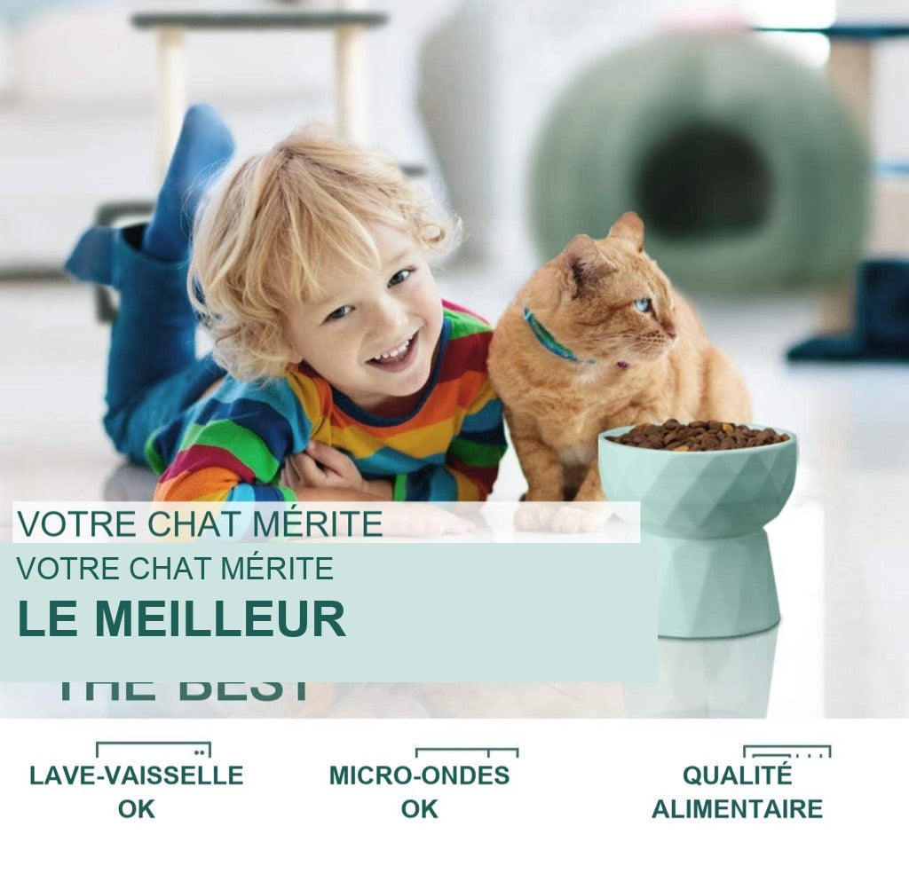 Gamelle surélevée — lave-vaisselle, micro-ondes, qualité alimentaire