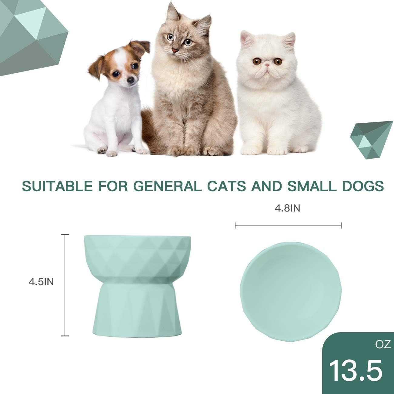 🐾 Gamelle Surélevée en Céramique pour Chat et Petit Chien – Duo Eau & Nourriture