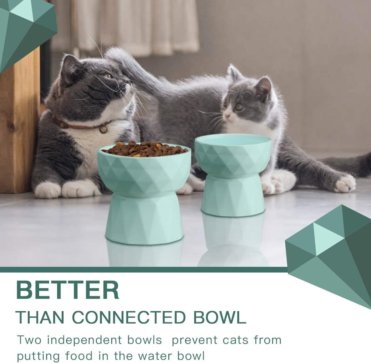 🐾 Gamelle Surélevée en Céramique pour Chat et Petit Chien – Duo Eau & Nourriture