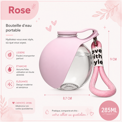 Gourde d'eau portable en acier inoxydable pour chien – Bol intégré pour des promenades et voyages