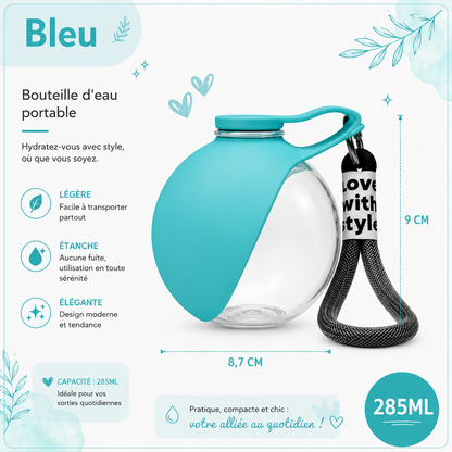 Gourde d'eau portable en acier inoxydable pour chien – Bol intégré pour des promenades et voyages