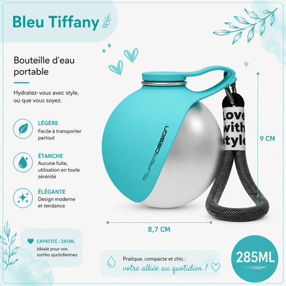 Gourde d'eau portable en acier inoxydable pour chien – Bol intégré pour des promenades et voyages