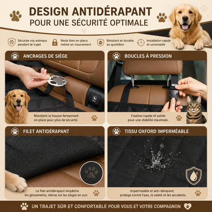 Housse de Protection Voiture pour Chien 2-en-1 Imperméable – Hamac de Siège Arrière et Protection de Coffre