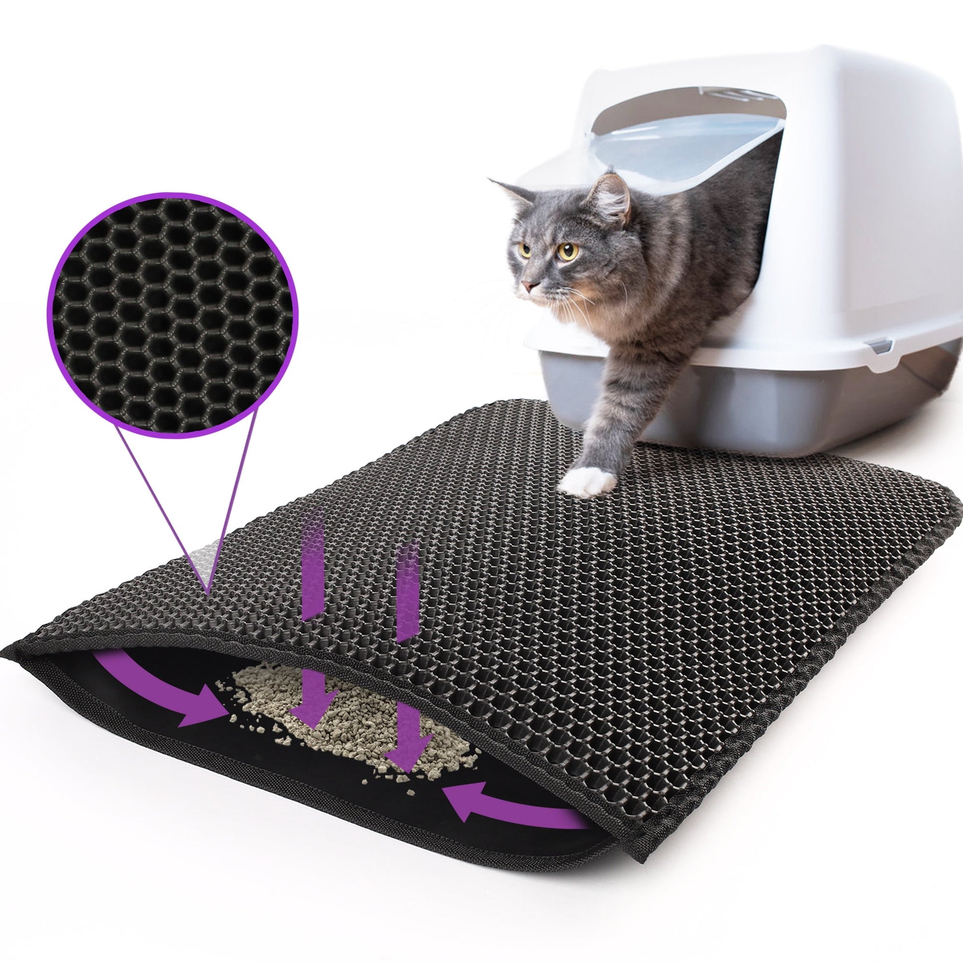 Tapis de litière pour chat, double couche, imperméable et anti-projection