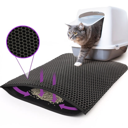 Tapis de litière pour chat, double couche, imperméable et anti-projection