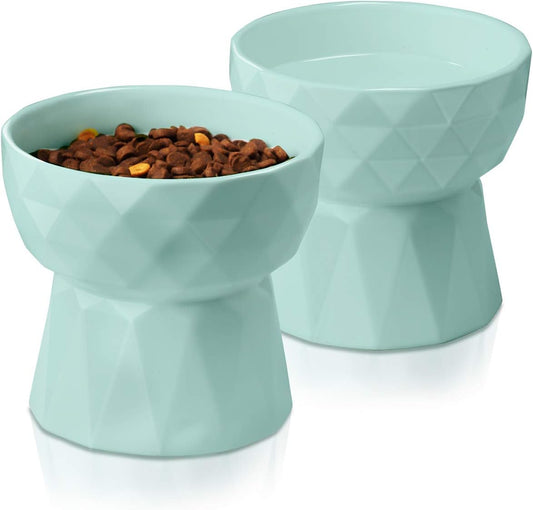 🐾 Gamelle Surélevée en Céramique pour Chat et Petit Chien – Duo Eau & Nourriture