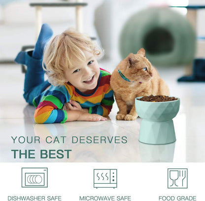 🐾 Gamelle Surélevée en Céramique pour Chat et Petit Chien – Duo Eau & Nourriture