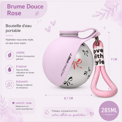 Gourde d'eau portable en acier inoxydable pour chien – Bol intégré pour des promenades et voyages